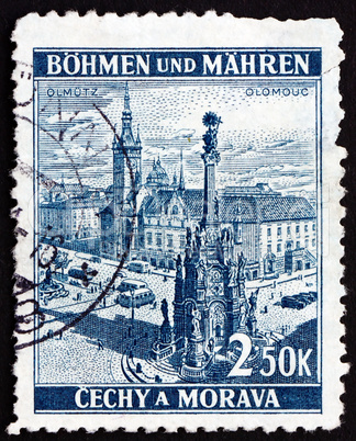 Postage stamp Czechoslovakia 1939 Town Square, Olomouc