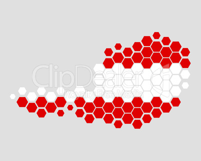 Karte und Fahne von Österreich