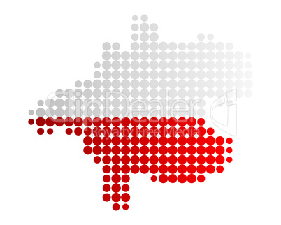 Karte und Fahne von Oberösterreich