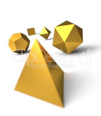 Platonische Körper in 3D - Edel Gold 2