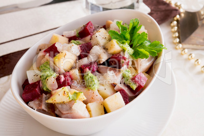 Herring salad with beetroot