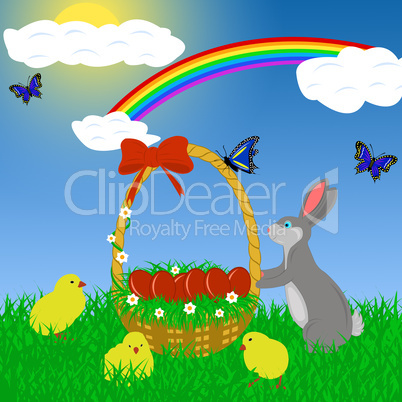 Easter Rabbit With Eggs