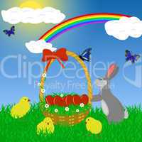 Easter Rabbit With Eggs