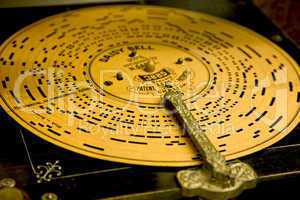 Punched card in an old barrel organ