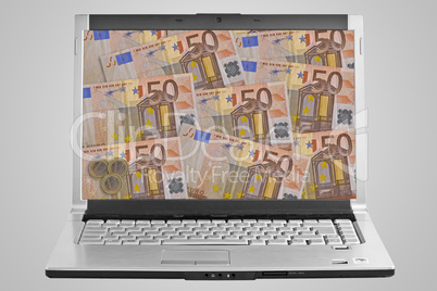 Labtop computer with money screen