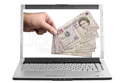 Five twenty Pound notes on the Compter