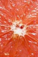 Cut red grapefruit