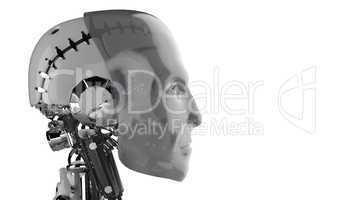 Seitenansicht - Roboter Kopf Silber