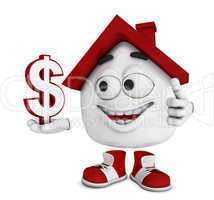 Kleines 3D Haus Rot - Dollar Symbol