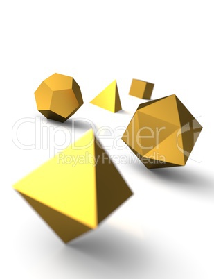 Platonische Körper in 3D - Edel Gold 3