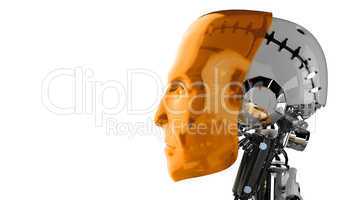 Cyborg Kopf Orange - Seitenansicht