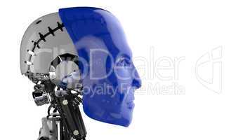 Seitenansicht - Roboter Kopf Blau