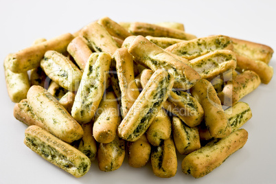 Heap of Grissini snacks with garlic