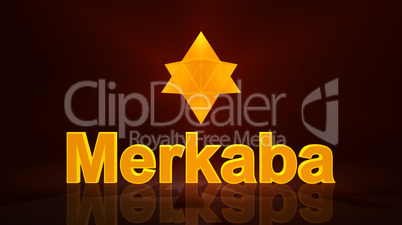 Merkaba 3D Symbol mit Text - Gold