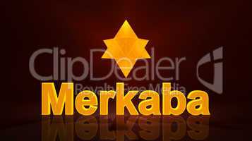 Merkaba 3D Symbol mit Text - Gold