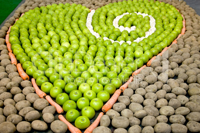 Heart shaped art made from fruits a