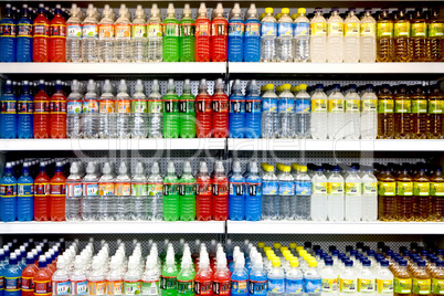 Water and soft drinks display