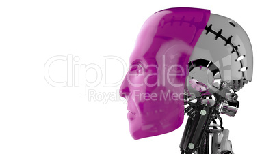 Cyborg Kopf Pink - Seitenansicht