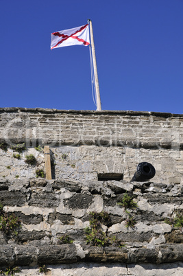 Cannon and flag Ft Matanzas