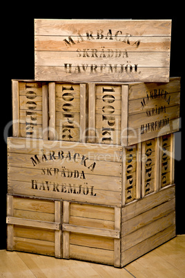 Old wooden boxes