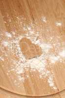 Heart shape made of flour