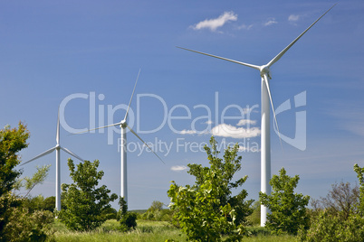 Three modern wind turbines