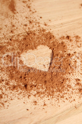 Heart shape made of cocoa