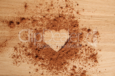 Heart shape made of cocoa