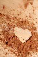 Heart shape made of cocoa