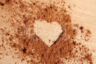 Heart shape made ??of cocoa