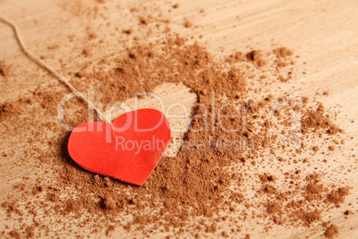 Heart shape made ??of cocoa