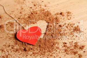 Heart shape made ??of cocoa