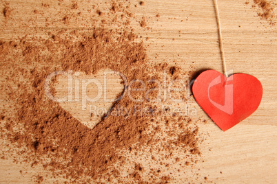 Heart shape made ??of cocoa