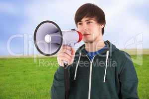 Young man with megaphone