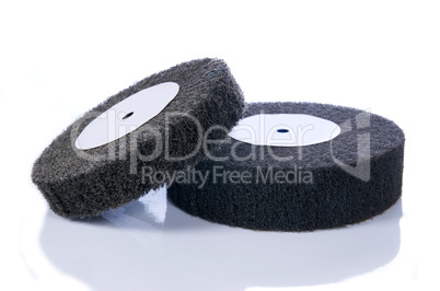 Black and gray, abrasive flap wheel