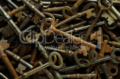 Pile of rusty skeleton keys