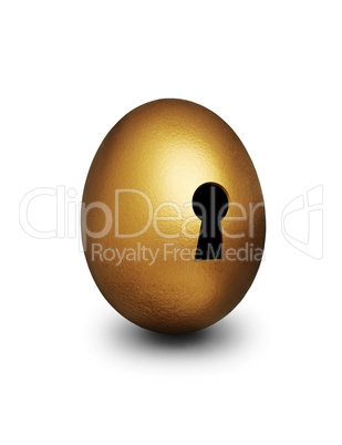 Golden egg with keyhole representin