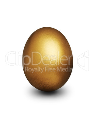 Golden egg representing financial security against a white background