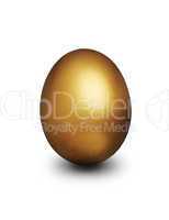 Golden egg representing financial security against a white background