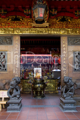 Entrance of Hoi Quan Ha Chuong, a Chinese temple in Cho Lon, the Chinatown of Ho Chi Minh City in Vietnam.