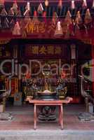 Interior of Hoi Quan Ha Chuong, a Chinese temple in Cho Lon, the Chinatown of Ho Chi Minh City in Vietnam.