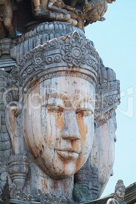 Detail of wooden temple in Thailand