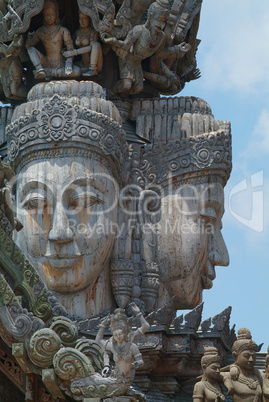 Detail of wooden temple in Thailand