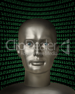 Robot android with human eyes in fr