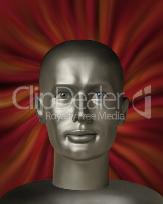 Android robot head with human eyes