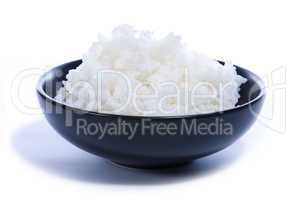 Rice in black bowl