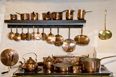 Old copper kitchen equipment