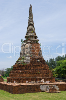 Old temple ruin at Wat Mahatat in Ayuttaya, Thailand