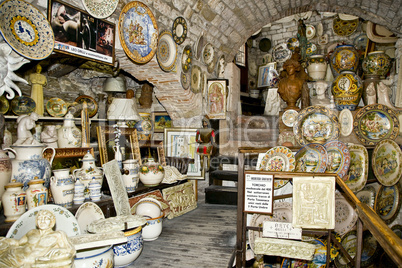 Souvenir shop in Gubbio, Umbria, Italy