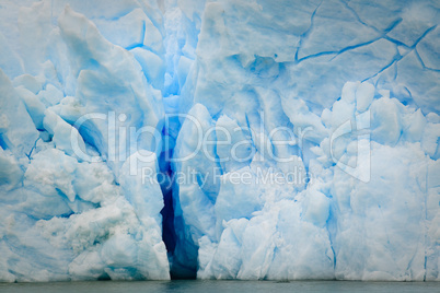 Detail of glacial ice, Grey Glacier at Lago Grey, Torres del Paine, Chile.